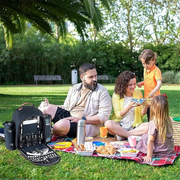 Picnic Basket Backpack Portable Set for 4, Complete Picnic Set