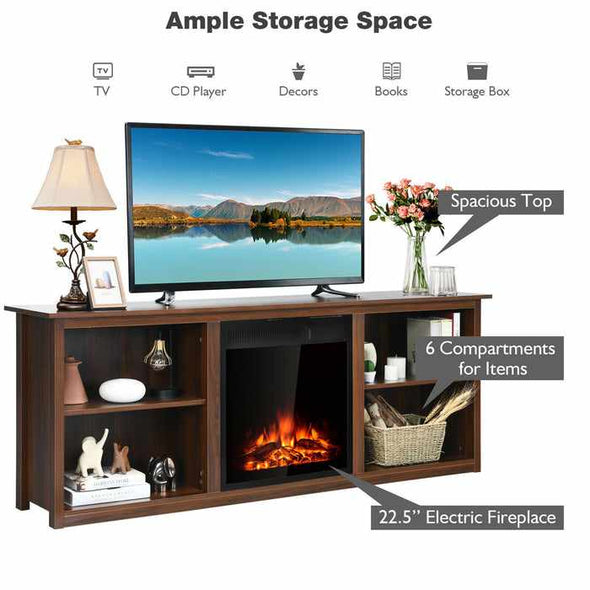 70" Fireplace Tv Console Stand With Electric Fireplace - Aroflit