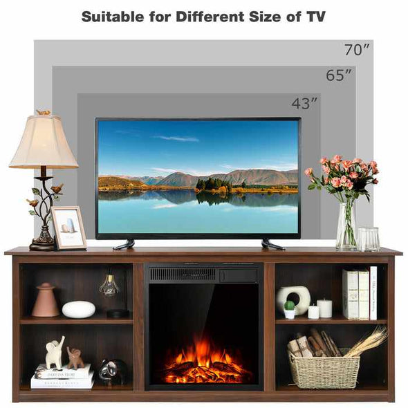70" Fireplace Tv Console Stand With Electric Fireplace - Aroflit