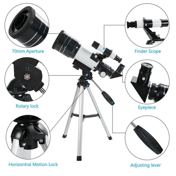 70mm Astronomical Refractor Telescope with Tripod for Stargazing - Aroflit