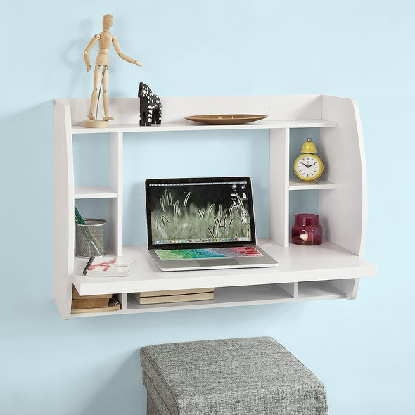 Fulton Wall-Mounted Floating Desk, Spacious, Stylish, White Design