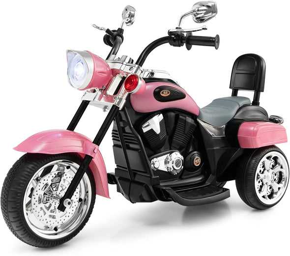 Kids' Ride-On Motorcycle with Adjustable Headlight and All-Terrain Wheels
