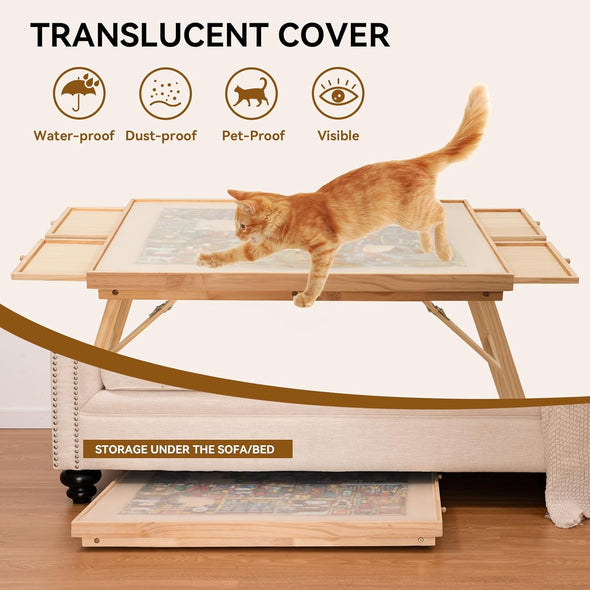 Foldable Puzzle Table with Drawers & Cover, Fits 1500-Piece Puzzles