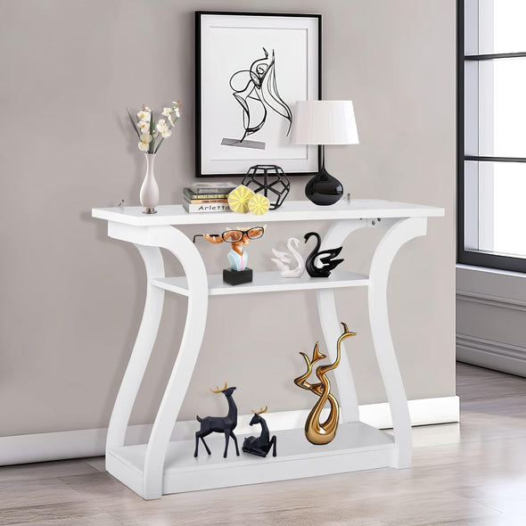 Slim Console Table with Storage for Entryway, Living Room, Hallway