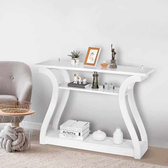 Slim Console Table with Storage for Entryway, Living Room, Hallway