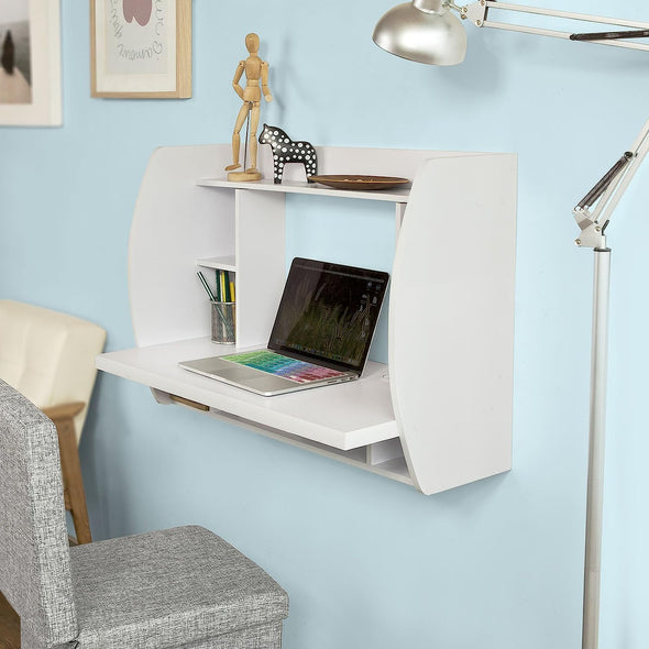 Fulton Wall-Mounted Floating Desk, Spacious, Stylish, White Design