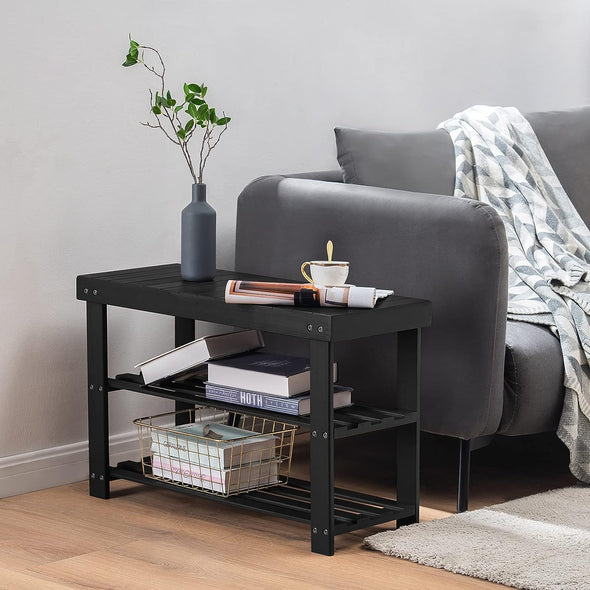 Modern 3-Tier Bamboo Shoe Bench for Entryway & Home Organization