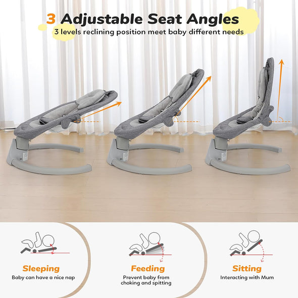 Portable Baby Swing Chair with Bluetooth, Safety Belt & Lullabies