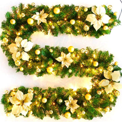 9 Ft Pre-Lit Indoor Outdoor Christmas Garland with LED Lights
