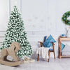 7.5Ft Pre - Lit Snow Flocked Artificial Christmas Tree with 550 LED Lights - Aroflit