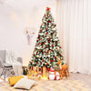 7.5Ft Pre - Lit Snow Flocked Artificial Christmas Tree with 550 LED Lights - Aroflit