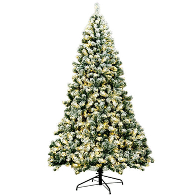 7.5Ft Pre - Lit Snow Flocked Artificial Christmas Tree with 550 LED Lights - Aroflit