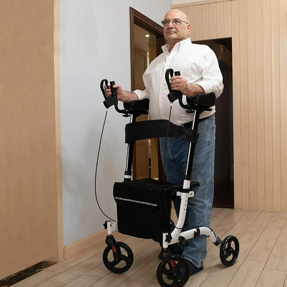 Senior Safety Stand-Up Rollator Walker with Armrests - Comfortable Mobility