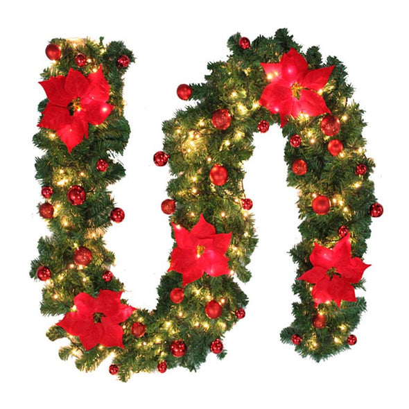 9 Ft Pre-Lit Indoor Outdoor Christmas Garland with LED Lights
