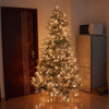 7Ft Snow Flocked Pre - lit Xmas Tree with 300 LED Lights & Sturdy Metal Stand - Aroflit