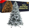 7Ft Snow Flocked Pre - lit Xmas Tree with 300 LED Lights & Sturdy Metal Stand - Aroflit