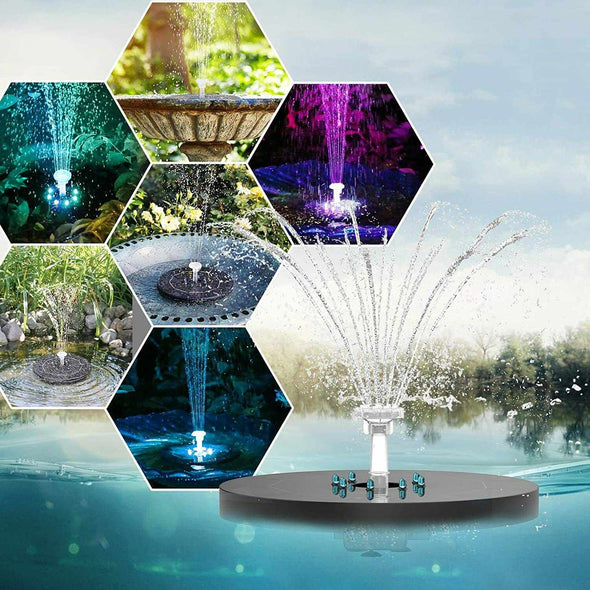 8 LED Solar Panel Powered Water Fountain