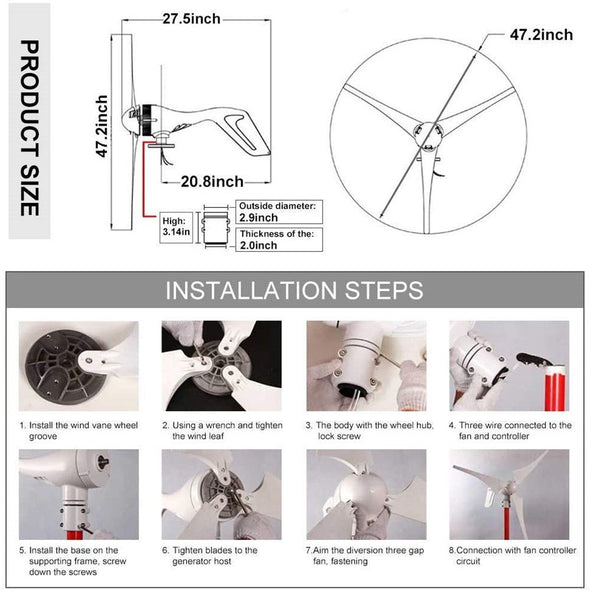 8 Blades Wind Turbine Generator – Eco - Friendly Power for Homes - Aroflit