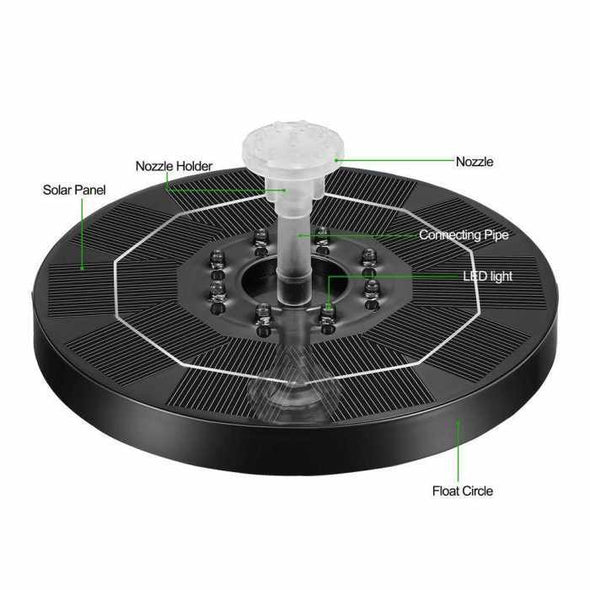 8 LED Solar Panel Powered Water Fountain - Aroflit