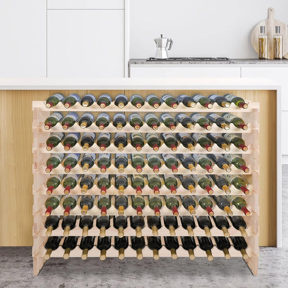 96-Bottle Stackable Modular Wine Rack, Durable, Easy to Assemble