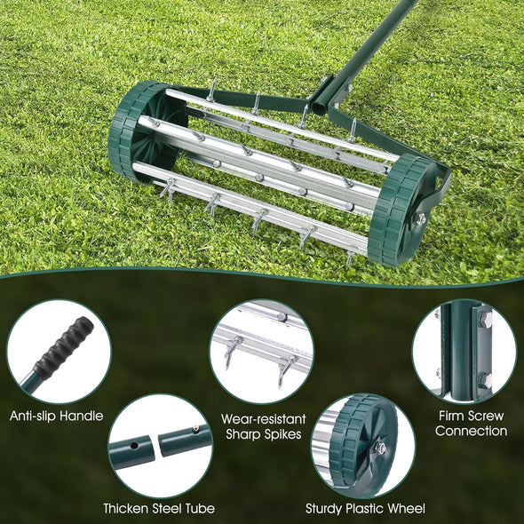 Rolling Lawn Aerator with 1.2-Inch Spikes for Healthy Lawn Care