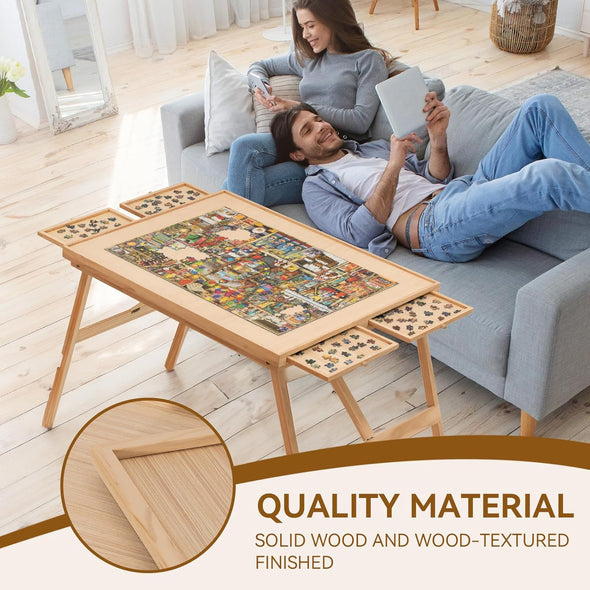 Foldable Puzzle Table with Drawers & Cover, Fits 1500-Piece Puzzles