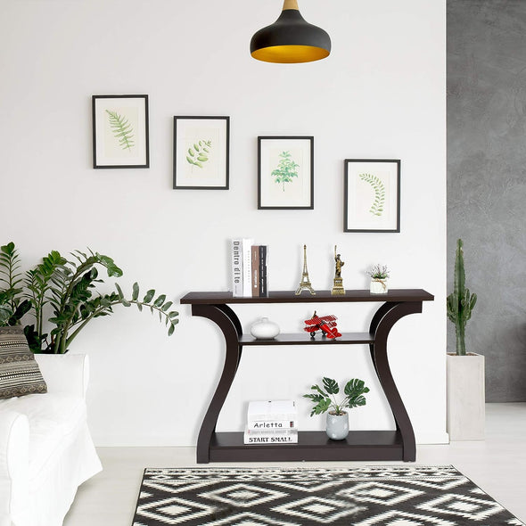 Slim Console Table with Storage for Entryway, Living Room, Hallway