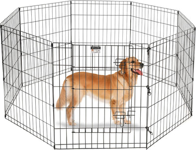 30-Inch 8-Panel Tall Dog Playpen with Rust-Resistant Coating & Door