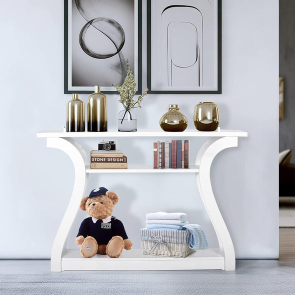 Slim Console Table with Storage for Entryway, Living Room, Hallway