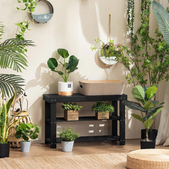 Modern 3-Tier Bamboo Shoe Bench for Entryway & Home Organization