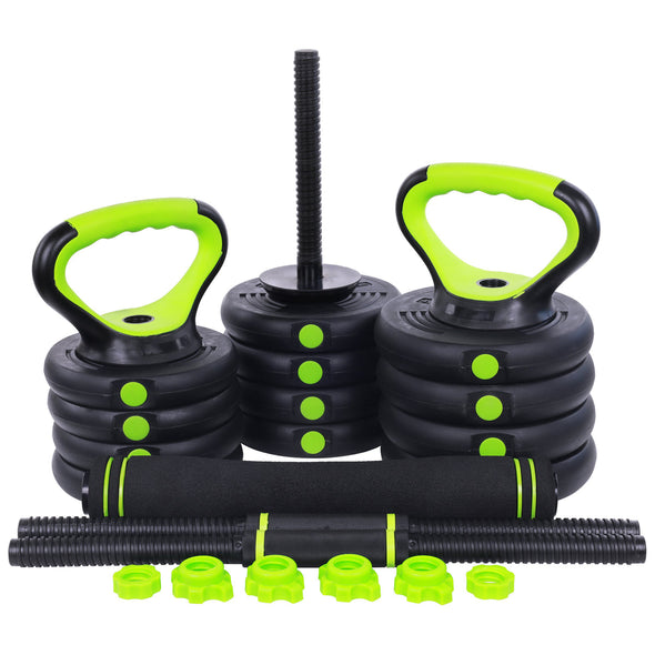 Adjustable Weight Dumbbell Set, 4-in-1 Barbell, Kettlebell & More