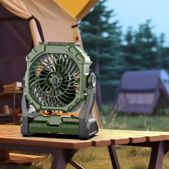 Portable Camping Water Misting Cooling Fan with LED Lighting