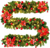 9 Ft Pre - Lit Indoor Outdoor Christmas Garland with LED Lights - Aroflit