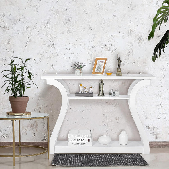 Slim Console Table with Storage for Entryway, Living Room, Hallway