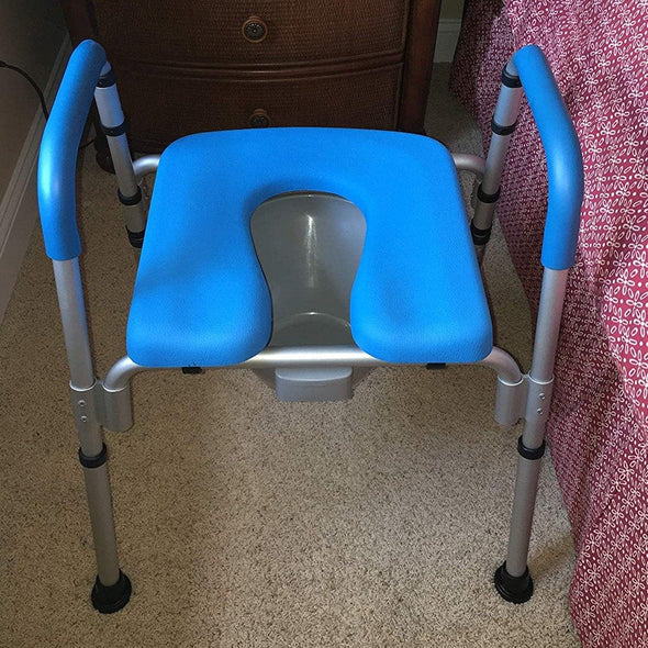Adjustable Raised Toilet Seat Riser with Arms - Heavy Duty, Portable