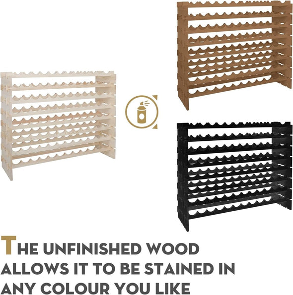 96 - Bottle Stackable Modular Wine Rack, Durable, Easy to Assemble - Aroflit