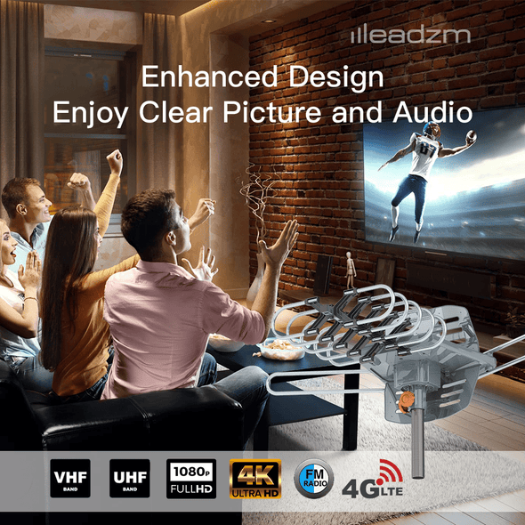 990 Mile Outdoor HD TV Antenna, UHF VHF 4K Reception - Easy Install - Aroflit