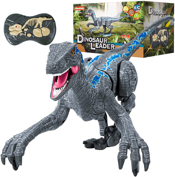 Remote Control Dinosaur Toy, Walking, Roaring Velociraptor for Kids