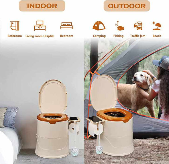 Adults Camping Travel Portable Commode Composting Toilet (5L)-Aroflit