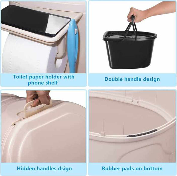 Adults Camping Travel Portable Commode Composting Toilet (5L)-Aroflit