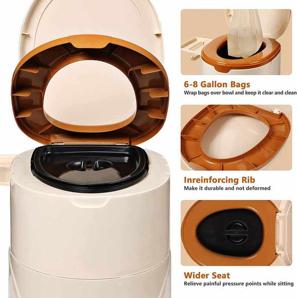 Adults Camping Travel Portable Commode Composting Toilet (5L)-Aroflit