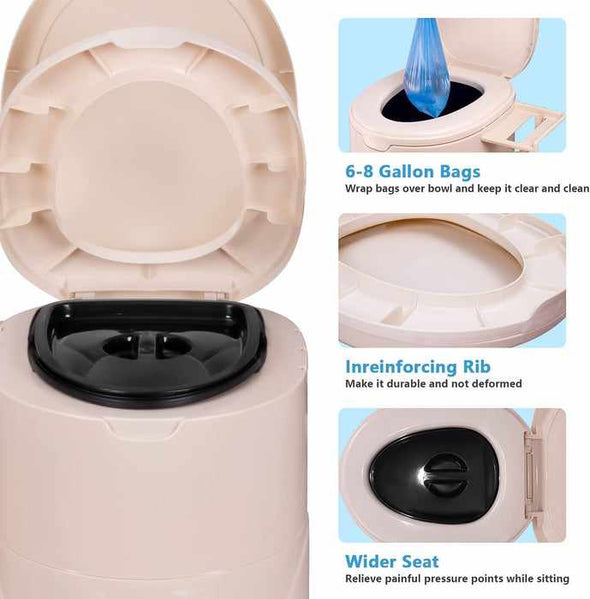 Adults Camping Travel Portable Commode Composting Toilet (5L)-Aroflit