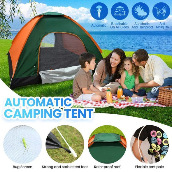 Automatic Instant Pop Up Tent 3-4 Man Double Door Camping Tent