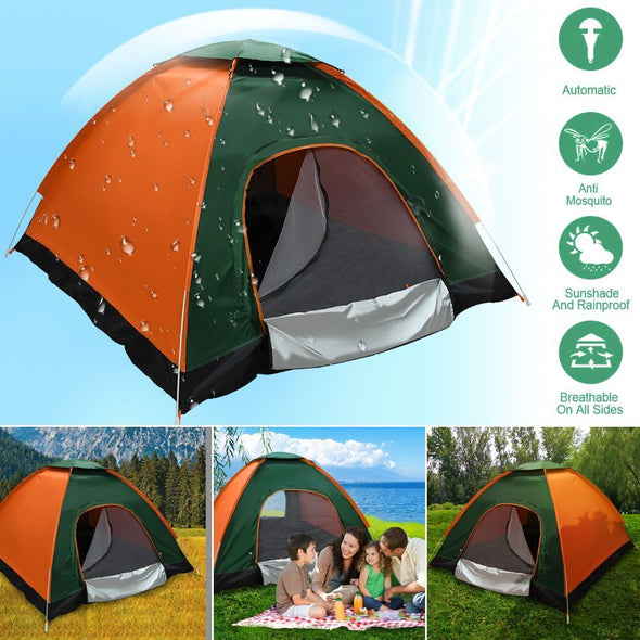 Automatic Instant Pop Up Tent 3-4 Man Double Door Camping Tent