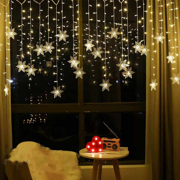 BLONKY™ LED Christmas Curtain Snowflake String Lights