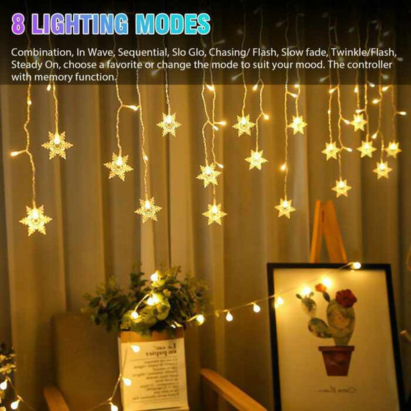 BLONKY™ LED Christmas Curtain Snowflake String Lights