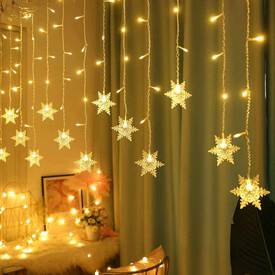 BLONKY™ LED Christmas Curtain Snowflake String Lights