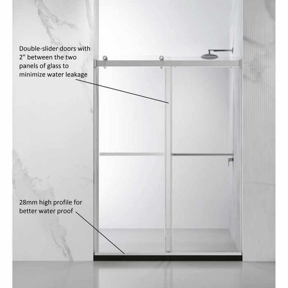 Bathroom Frameless Sliding Shower Glass Door-Aroflit