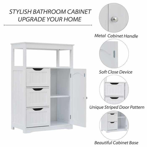 Bathroom Free Standing Floor Storage Cabinet-Aroflit
