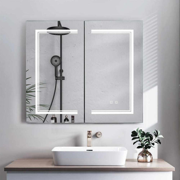 Bathroom Recess Lighted Mirror Medicine Cabinet-Aroflit